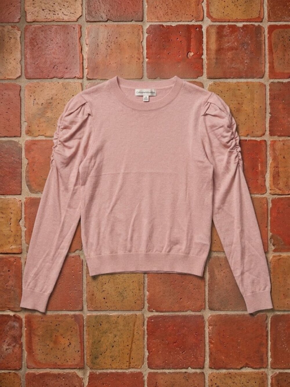 Catherine Malandrino Pink Puff Sleeve Knit Sweater Medium M Coquette Feminine